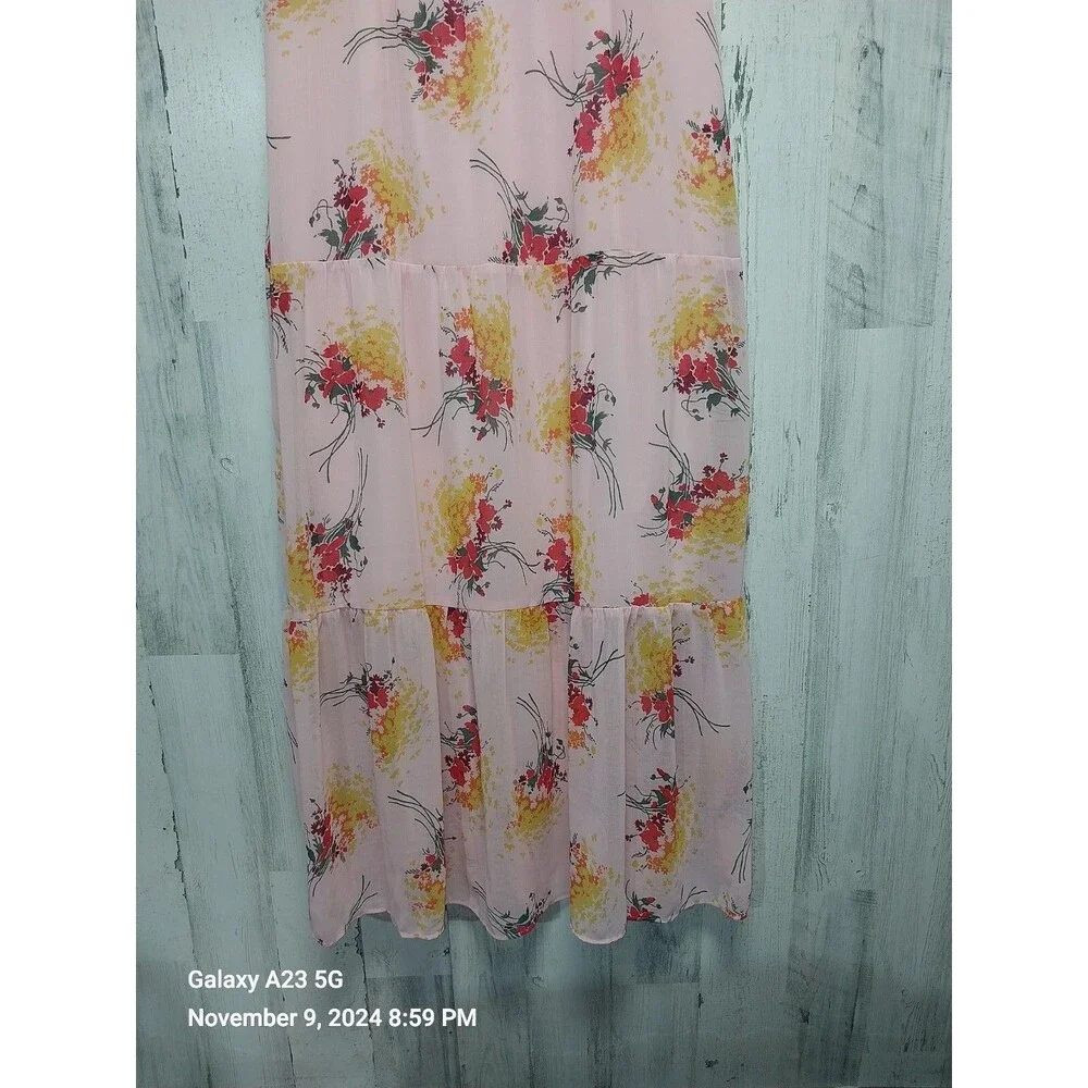 J Crew Mercantile Pink Sunburst Floral Tiered Maxi Dress Size 12